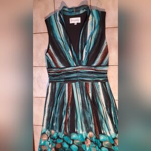 Studio I Teal and Brown Midi Dress